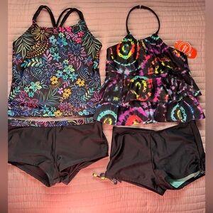 Wonder nation Colorful Floral and Tie-Dye Kids Swim bundle one new tags size L
